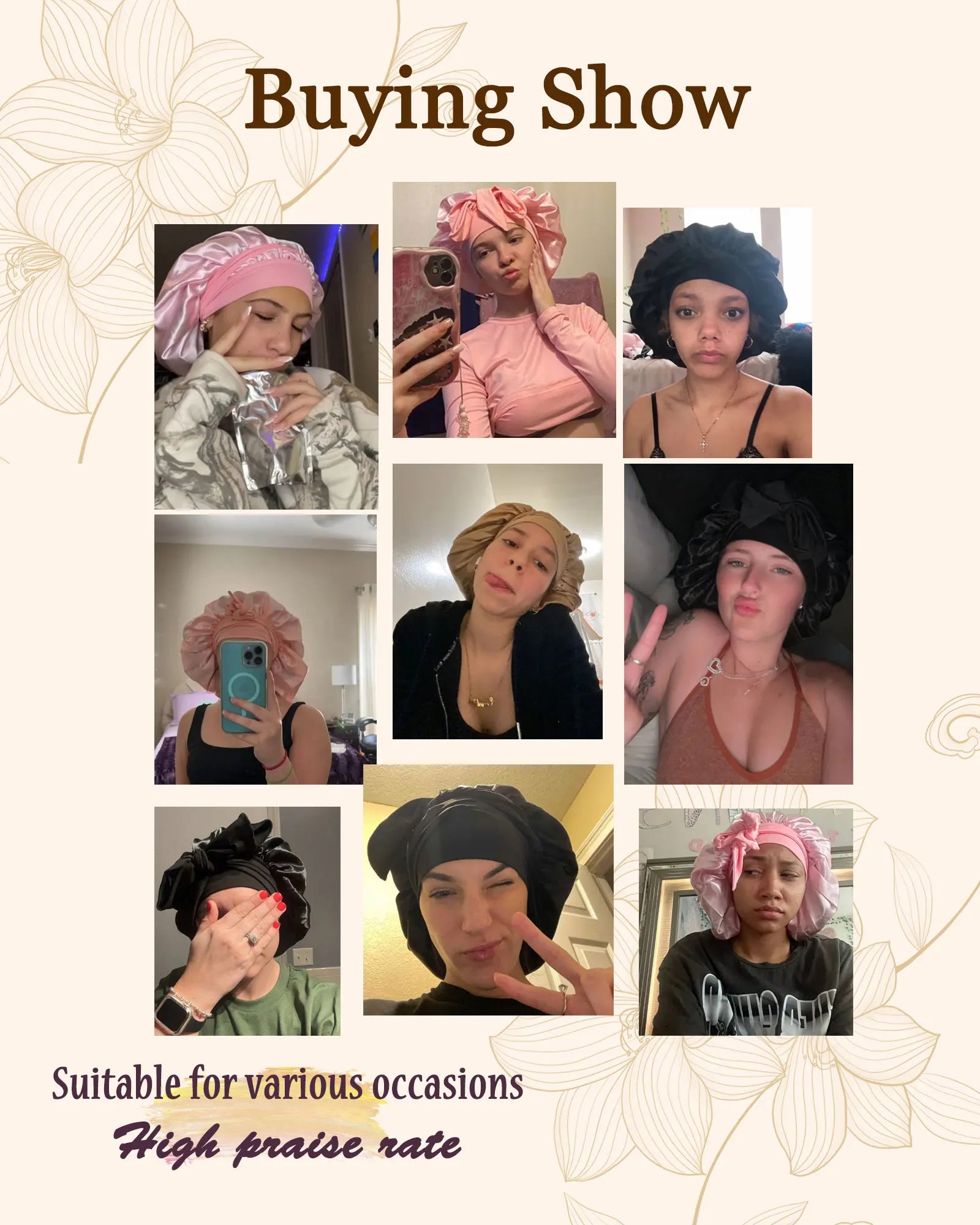 Satin Sleep Bonnet with Tie Band