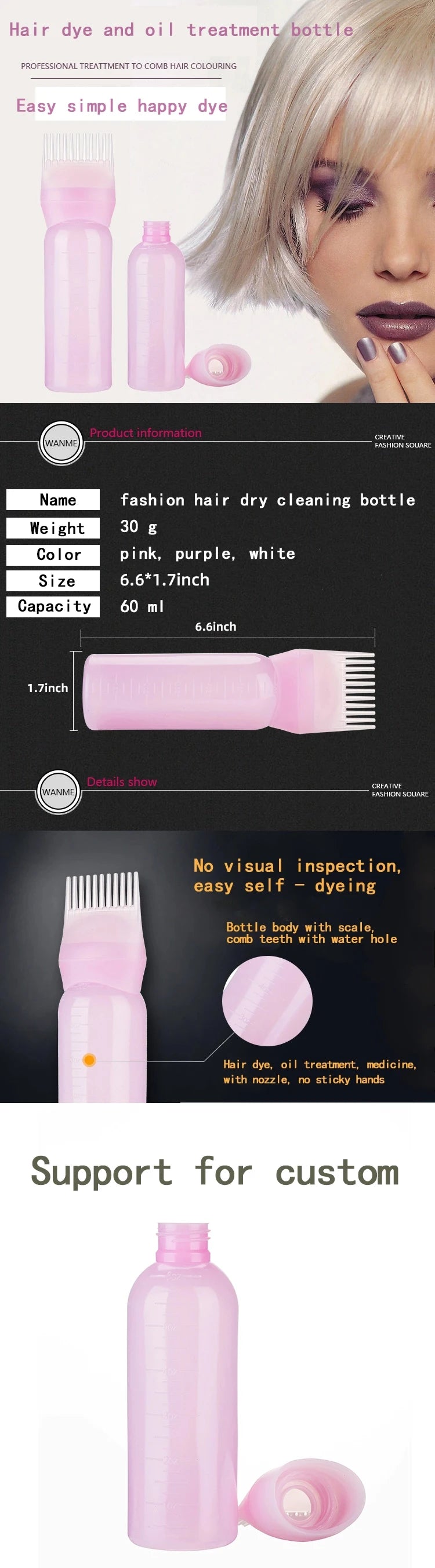 Precision Hair Oil Applicator Bottle Set (3 Pack, 120ml)