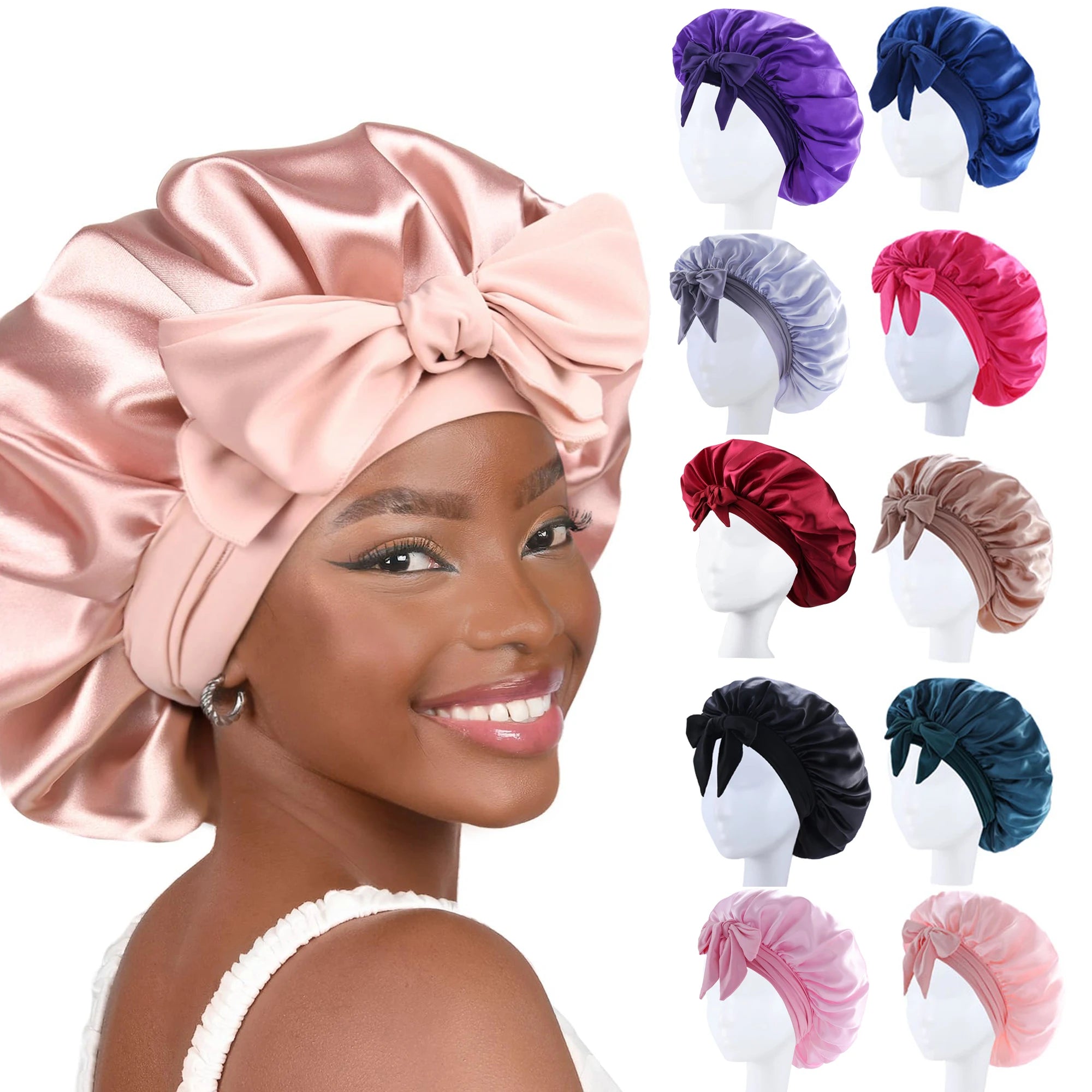 Satin Sleep Bonnet with Tie Band