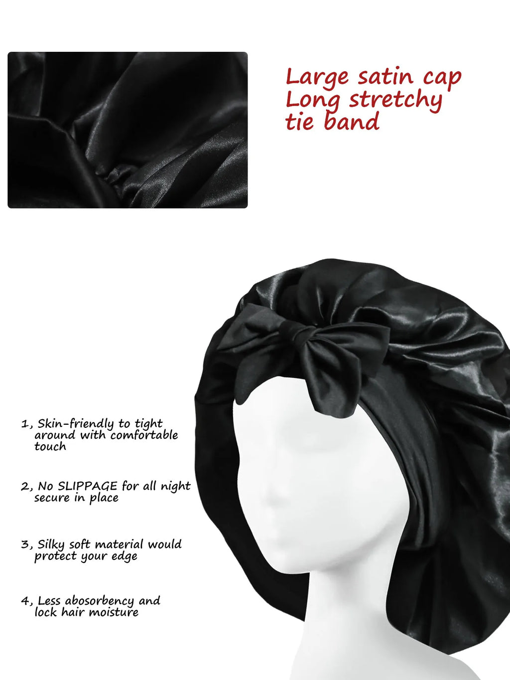 Satin Sleep Bonnet with Tie Band