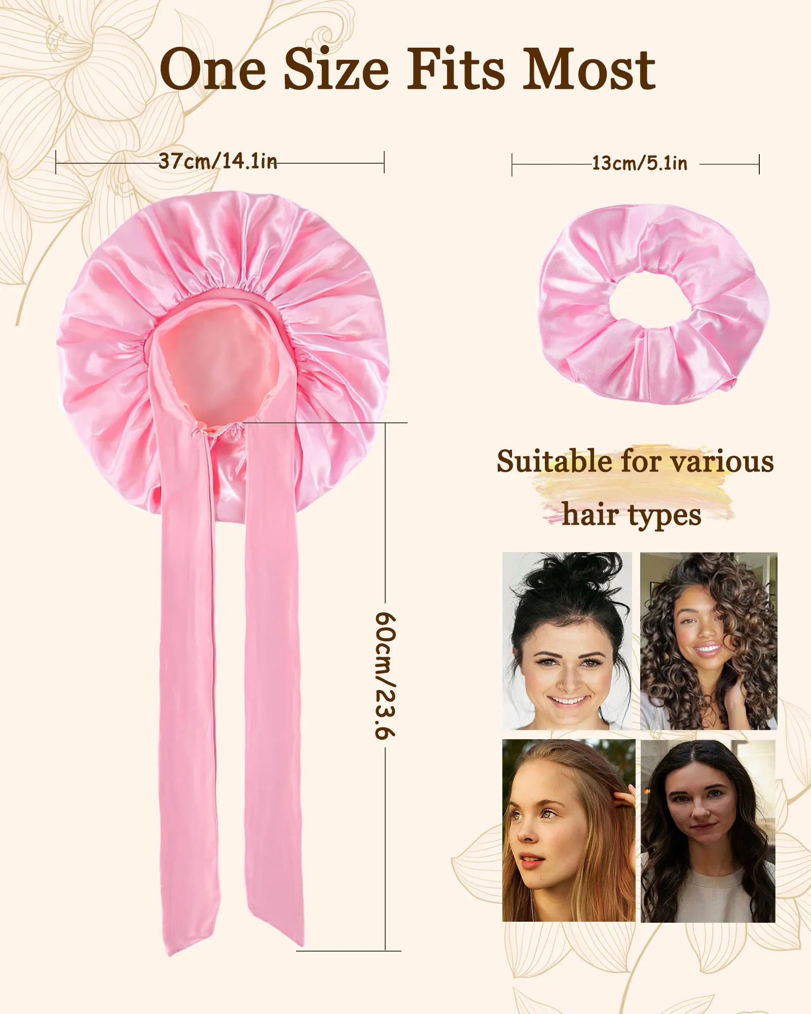 Satin Sleep Bonnet with Tie Band